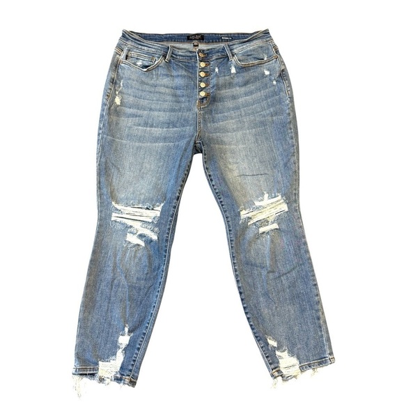 Judy Blue On The Road Boyfriend High Rise Button Fly Jeans. Blue Size 20W #1429 - Picture 2 of 10